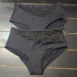 SAALT- WOMEN'S PERIOD BLACK LACE TRIM PANTIES***INCLUDES TWO PAIRS***